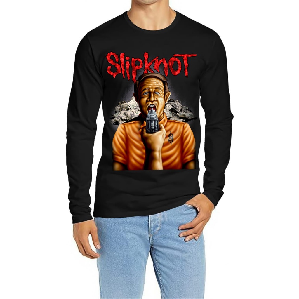 ALPHA - KAOS LENGAN PANJANG JUMBO GAMBAR METAL BAND SLIPKNOT GUN