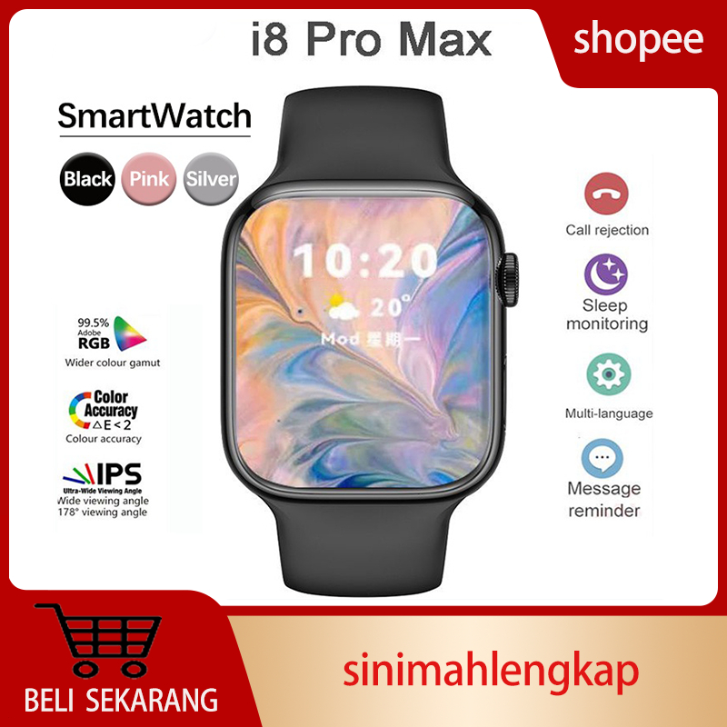 Watch i8 Pro Max ORI 1.92 Inci Layar Sentuh 45 Mm Layar Penuh Jam Tangan Pintar Tahan Air Smartwatch