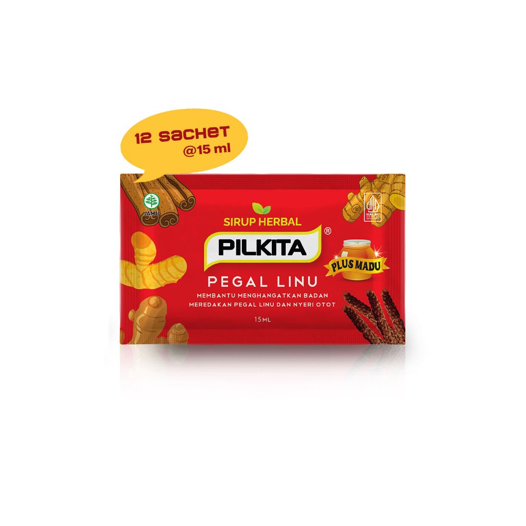 PILKITA Sirup Herbal Pegal Linu 12 Sachet Isi 15 ML Obat Suplemen Nyeri Otot dan Kesehatan Plus Madu BPOM HALAL-1