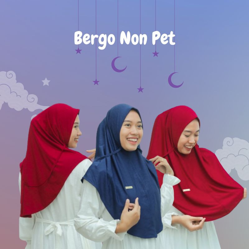 Bergo Non Pet | Bergo Tali | Bergo Menutup Dada (Kimikey Ori)