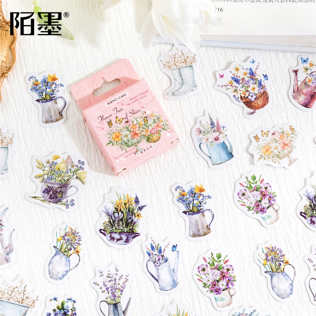 

【MAPLESOL】46 Pcs Flowers Market Deco Sticker DIY Scrapbook Stiker Jurnal Diary Planner Kotak / Stiker Bunga Kertas Bujo Journaling Bullet / Dreamy Deco Sticker Planner DIY Scrapbook Stiker Korea / Aesthetic Sticker Box DIY Diary Planner