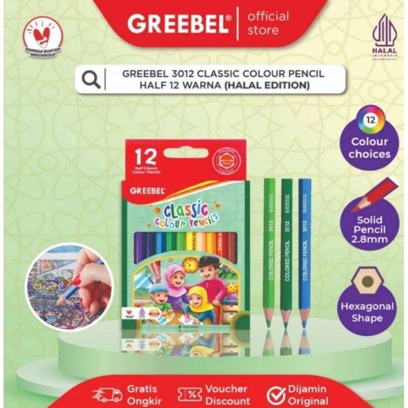 

Greebel Pencil Warna Clasic 12wr pendek Halal