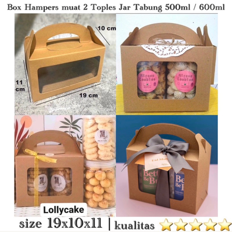 

Box Hampers Jendela Kotak muat 2 toples tabung jar 600 ml 19x10x11cm box toples jar 500 ml jar 600 ml