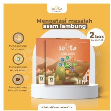 

SOLITA BUNDLE 2 Box Minuman Serbuk Umbi Garut Isi 12 Sachet Rasa Coklat untuk Atasi Asam Lambung, Maag, dan GERD