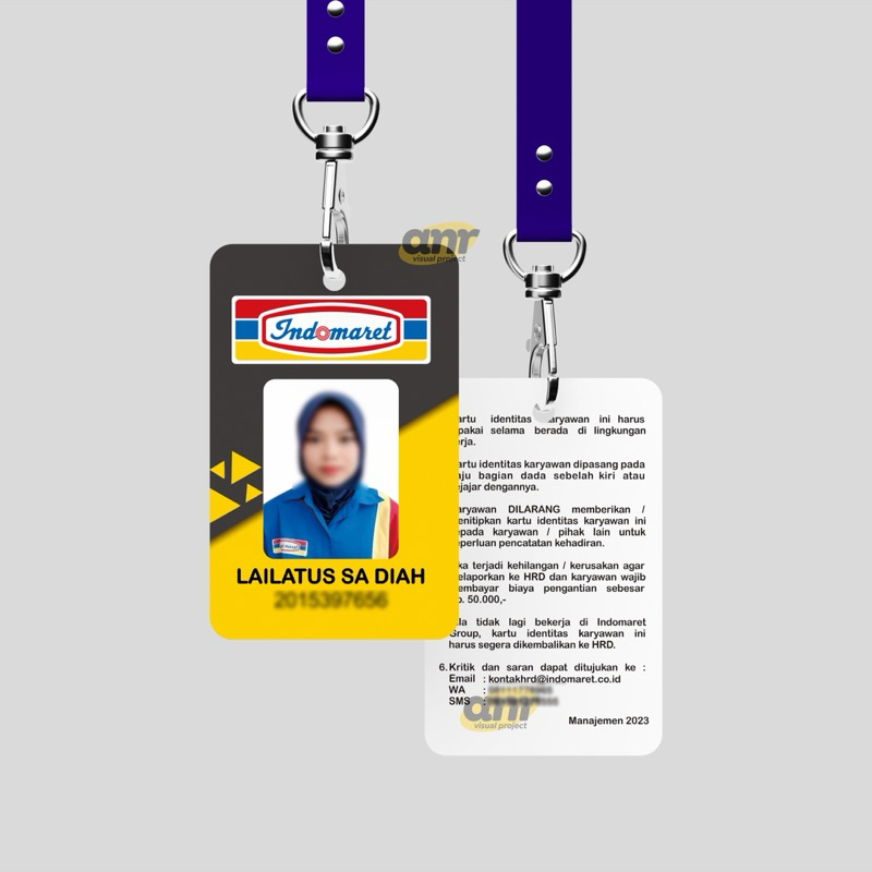 

ID CARD INDOMARET TERBARU / NAME TAG INDOMARET TERBARU 2024 Bahan PVC Anti Luntur Cetakan Tajam