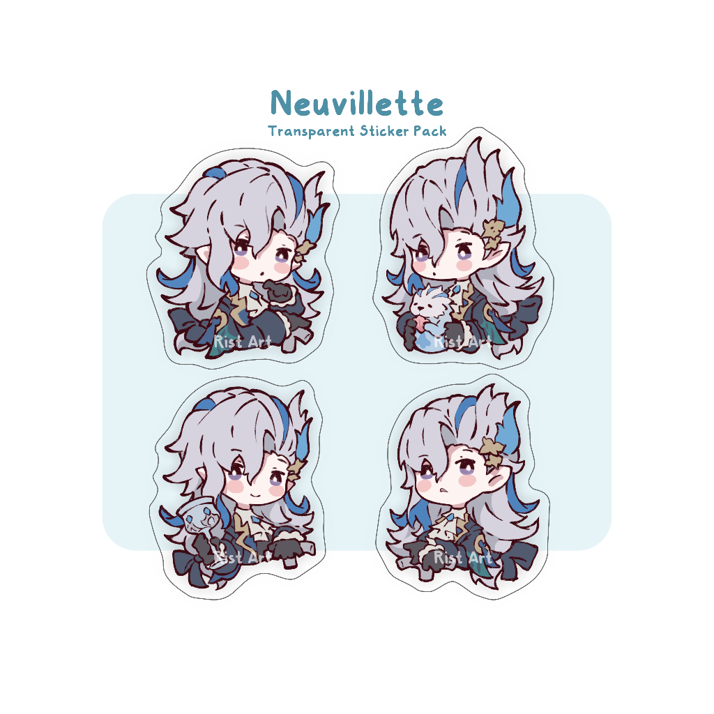 

Genshin Impact Transparent Sticker Pack -Neuvillette- Journaling / Decoration Sticker / Stiker Laptop