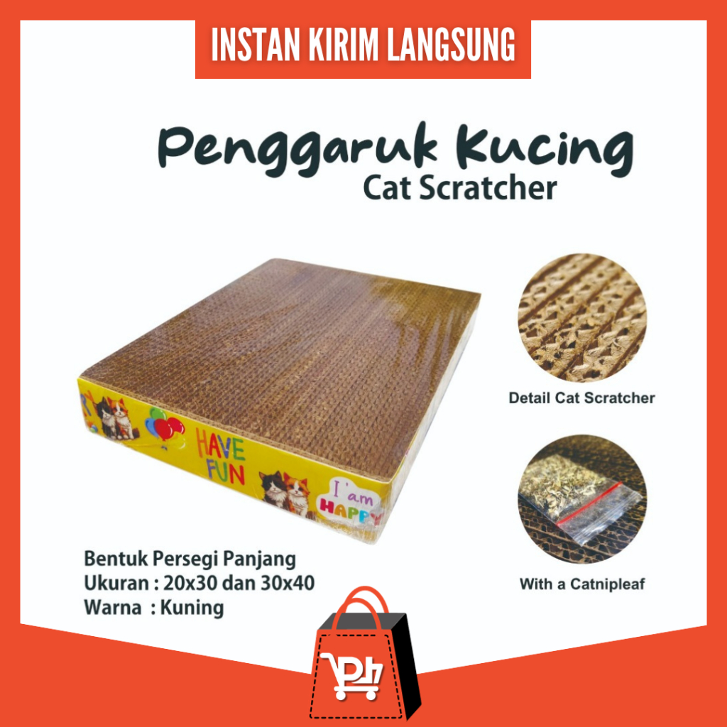 PH Cat Scratcher Papan Garukan Kucing Cakar Kucing Bentuk Kotak / Mainan Kucing