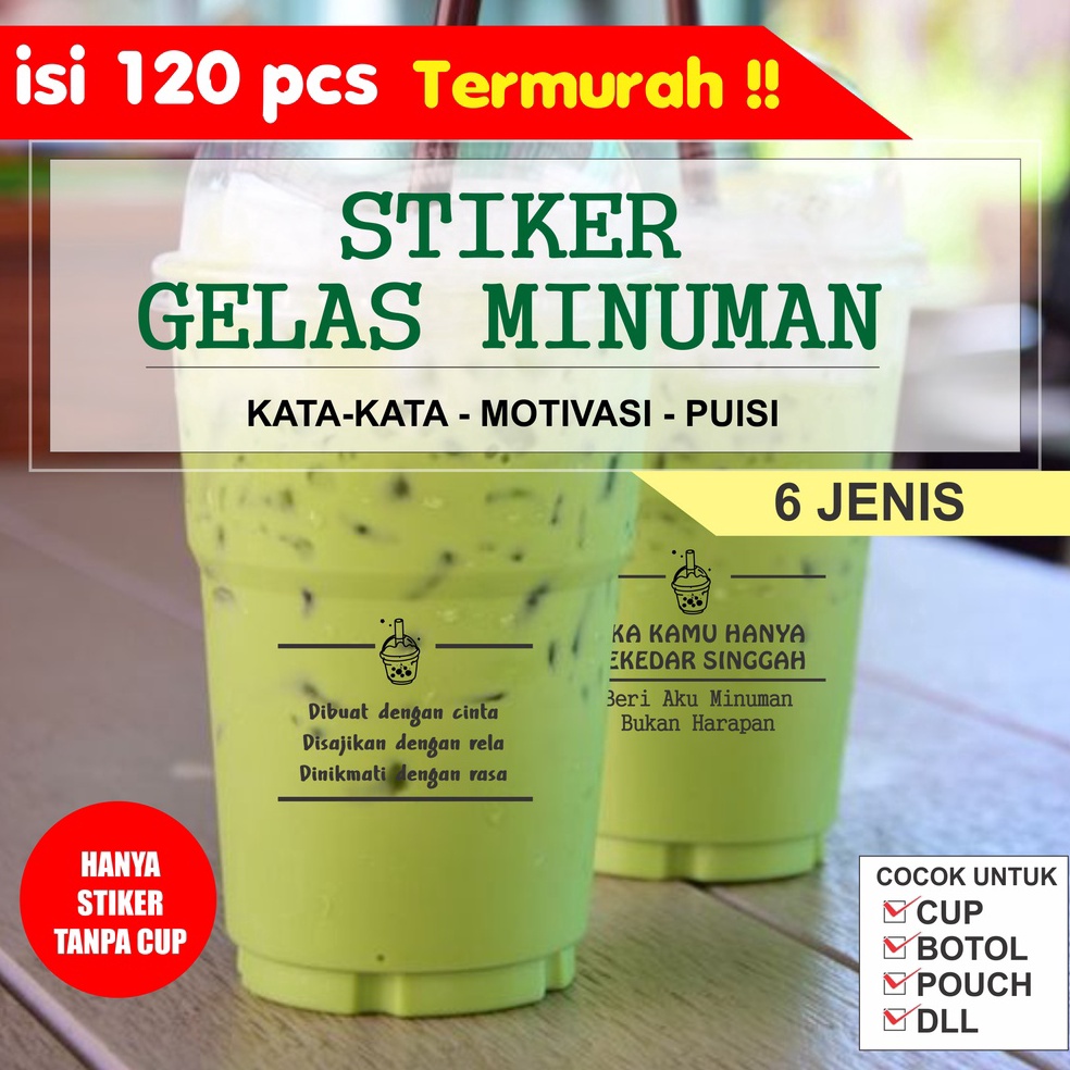 

[ΩR52>] 120 Pcs Stiker Kata-Kata Gelas Minuman [58]