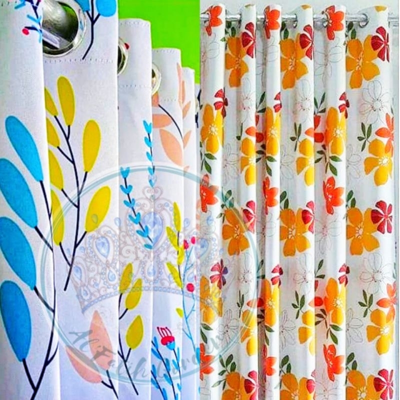 Gorden Blackout Blazer Motif Bunga Lavender Pink Besar Ukuran Jendela Pintu Panjang Pendek