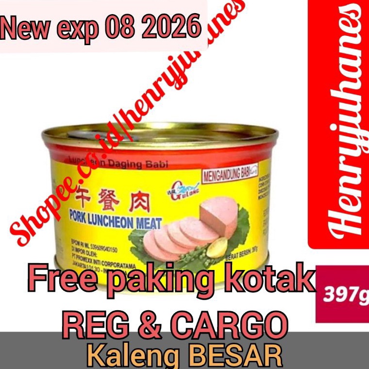 

[♤G95&] 397 gram Gulong Canned Ham Pork Luncheon Meat / pakiing kotak untuk reg dan cargo daging babi/ daging maling non halal Dijamin Ori