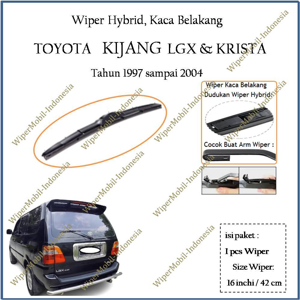Wiper Belakang Hybrid Toyota Kijang Krista LGX 1997 1998 1999 2000 2001 2002 2003 2004