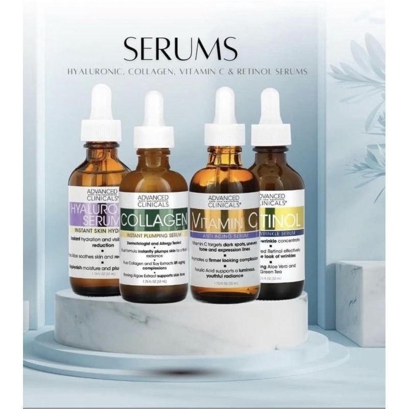 Advanced Clinicals Serum Hyaluronic Serum, Vitamin C Serum, Retinol Serum, Collagen Serum, Peptide