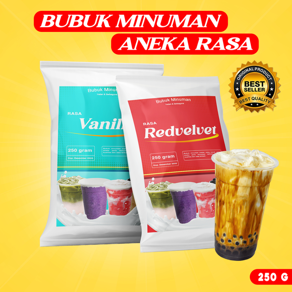 

BUBUK MINUMAN RASA 250G / BUBUK MINUMAN ANEKA RASA / SERBUK MINUMAN 250G / BUBUK MINUMAN BOBA / BUBUK MINUMAN KEKINIAN 250G / SERBUK MINUMAN KEKINIAN