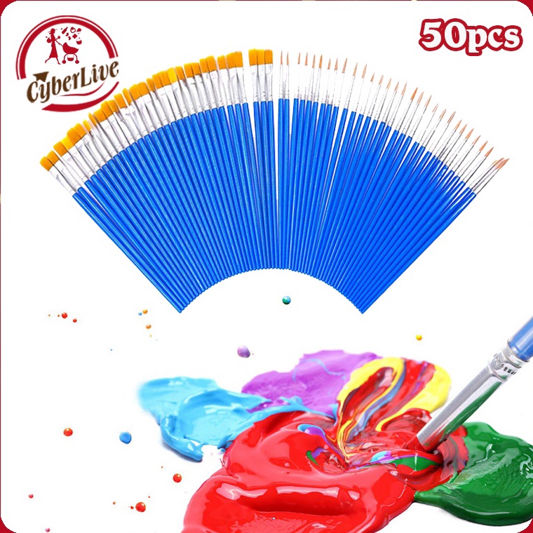 

[≛C15➢] 50pcs Kuas Lukis Set Paintbrush Paint Brushes Kuas Cat Minyak Dan Air Trend roduct