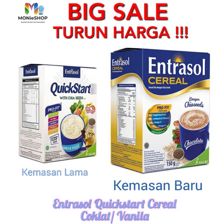 

[✰D76➤] Entrasol Cereal Quick Start / Quickstart Vanila & Coklat 5 x 30gr Top Discount