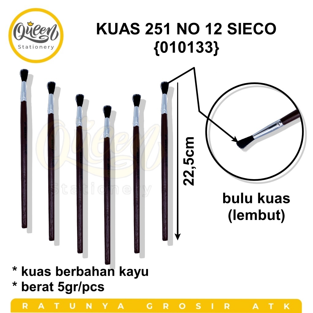 

1 PCS KUAS 251 NO 12 SIECO KUAS LUKIS ROUND PAINT BRUSH (010133)
