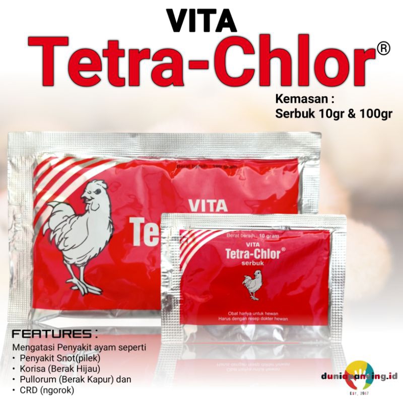 Obat ayam Vita Tetra Chlor multivitamin ayam kemasan serbuk 10gr 100gr