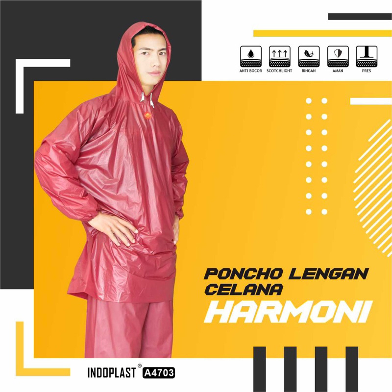 Raincoat Jas Hujan Simple Elegant Ponco HARMONI / Simple Polos Elegant Muat melindungi Tas