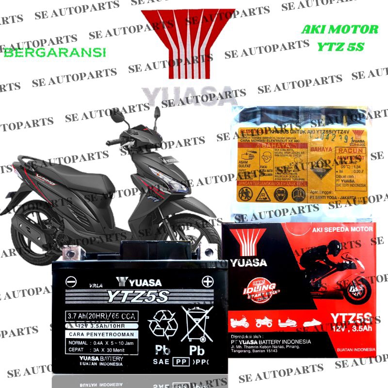 Aki Motor YUASA Vario 110 , New Mega Pro , Revo , Blade