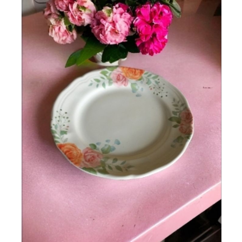 Piring keramik motif bunga Salad plate Piring kue Piring snack