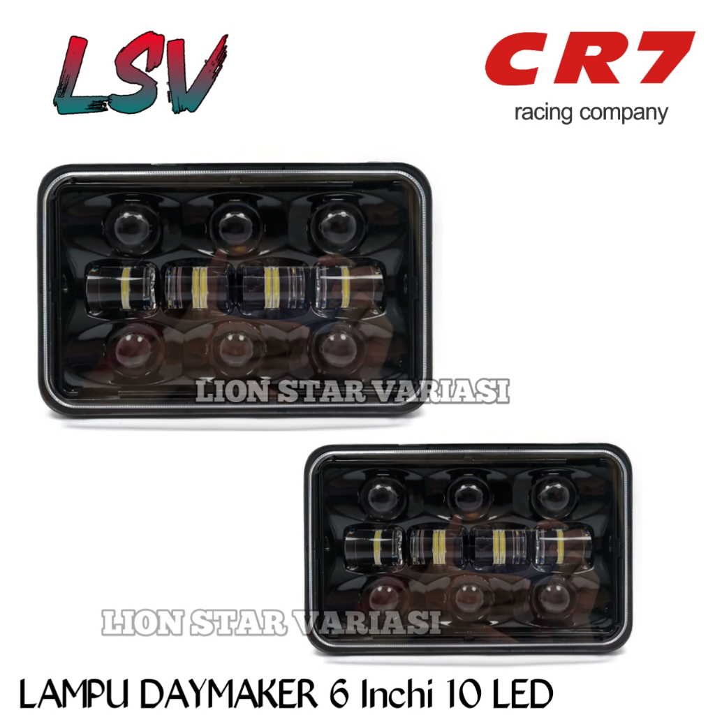 Lampu Depan 6 inch 10 LED Headlamp Daimaker 4X6 Inch GL RX KING PROMAX Universal Foglamp Mobil Motor