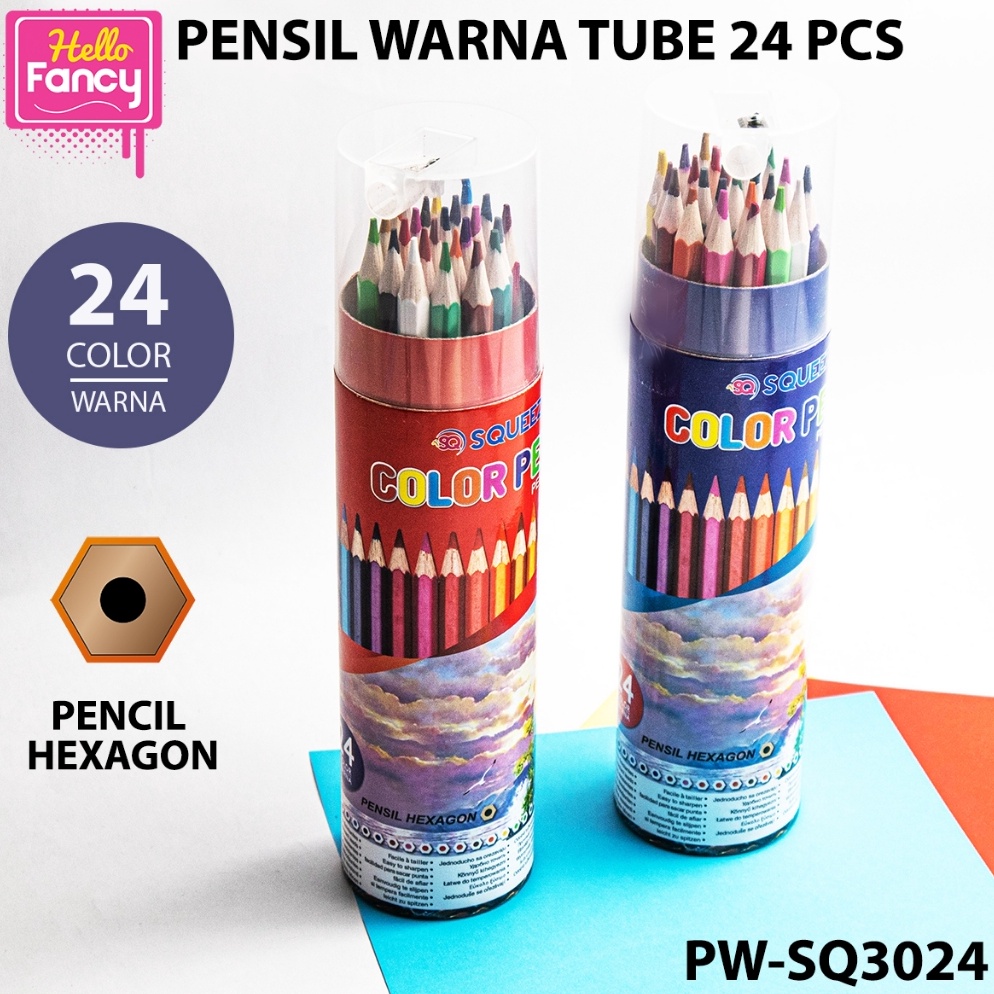

[❈A99@] Pensil Warna Tube Squeezy 1 Set 24 Warna + Serutan / Color Pencil 24 Cuci Gudang