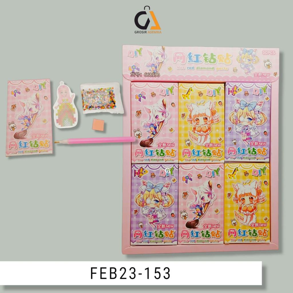 

PAKET 1 Box Mainan Anak Sticker DIY Manik-Manik Diamond Painting Anime Girl Princess Edition toys