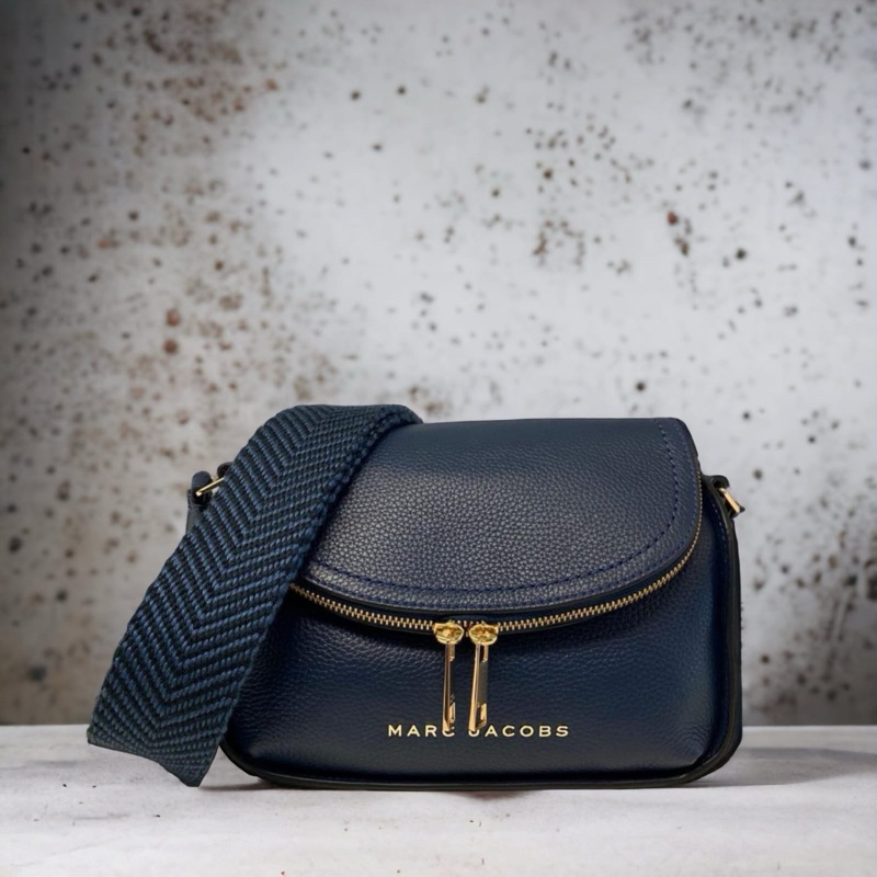 MARC JACOBS MJ Mini Groove Messenger Crossbody Bag in Blue Sea with Gold Hardware