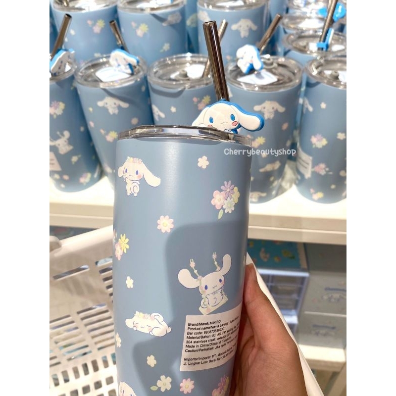 Botol Minum Sedotan Sanrio Cinnamoroll Tumbler Sanrio x Miniso Tumbler Stainless Sedotan Miniso