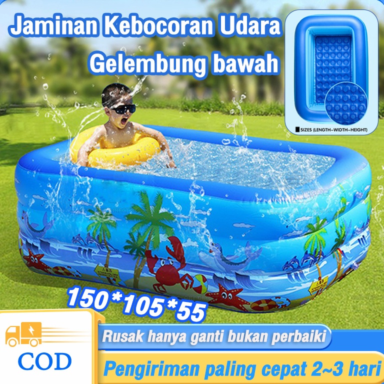 TERPERCAYA 【Live broadcast】Kolam renang anak 1.5 meter /kolam renang anak 3 ring gelembung/kolam ren