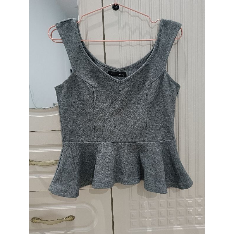 Grey Scuba Peplum Top