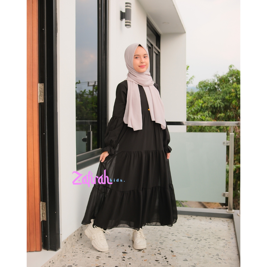 Gamis Anak Perempuan Warna Hitam - Aishwa Dress Series By Zafirah Kids