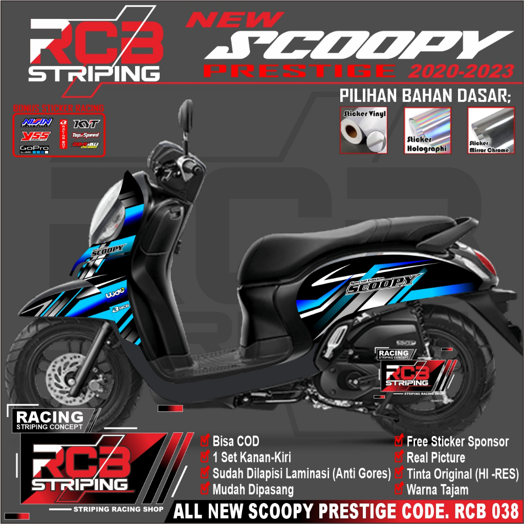 STICKER VARIASI HONDA MOTOR SCOOPY NEW MOTIF NEW [PRESTIGE 2020 2022  SCOOPY NEW PRESTIGE RCB 038