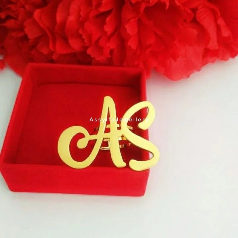 Bros Kolong Ukir Huruf Polos Lapis Emas