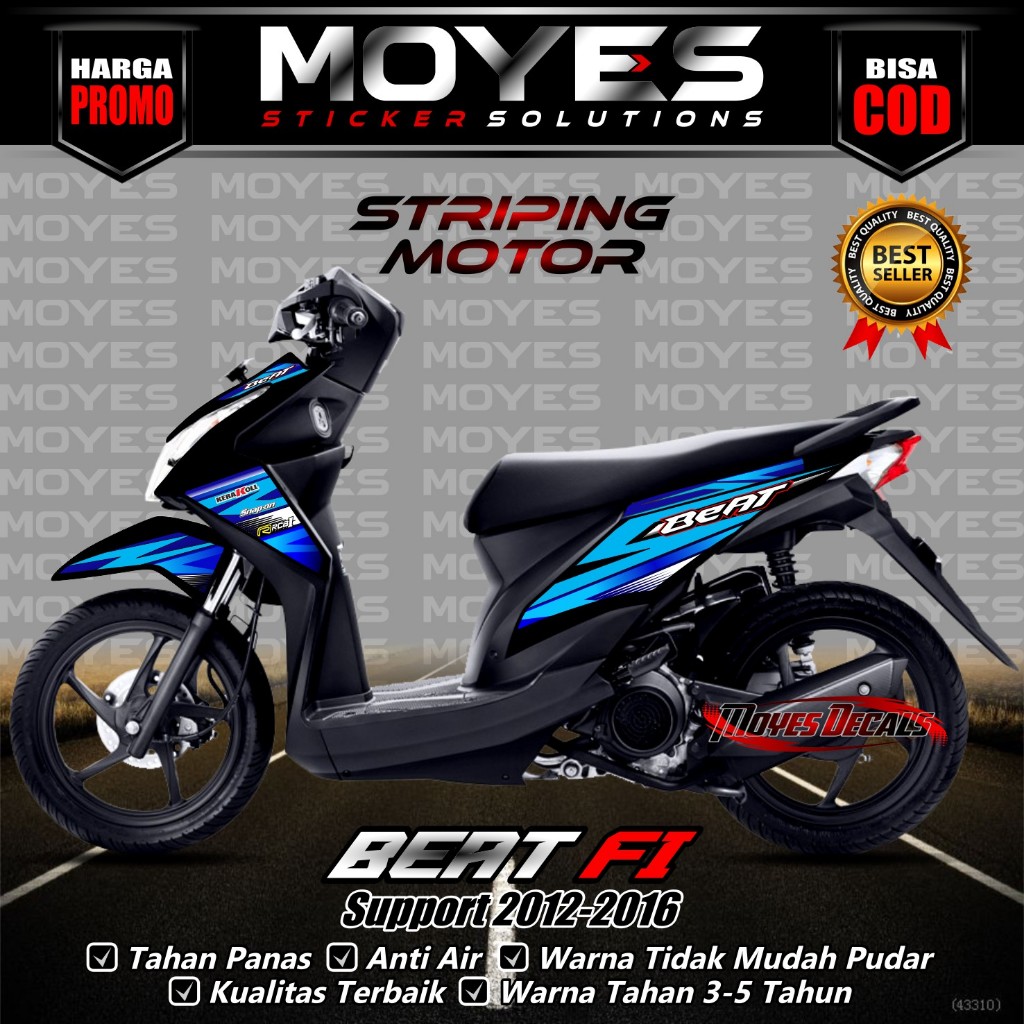(Promo) Striping stiker Motor Beat esp FI Tahun 2012 - 2016 - Stiker Cutting Beat