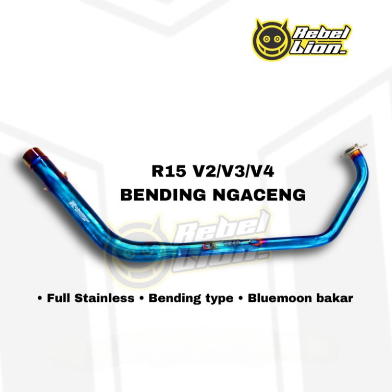 Header/leher knalpot bending ngaceng Bluemoon R15 V2 V3 V4 original Rebellion inlet 50/51mm