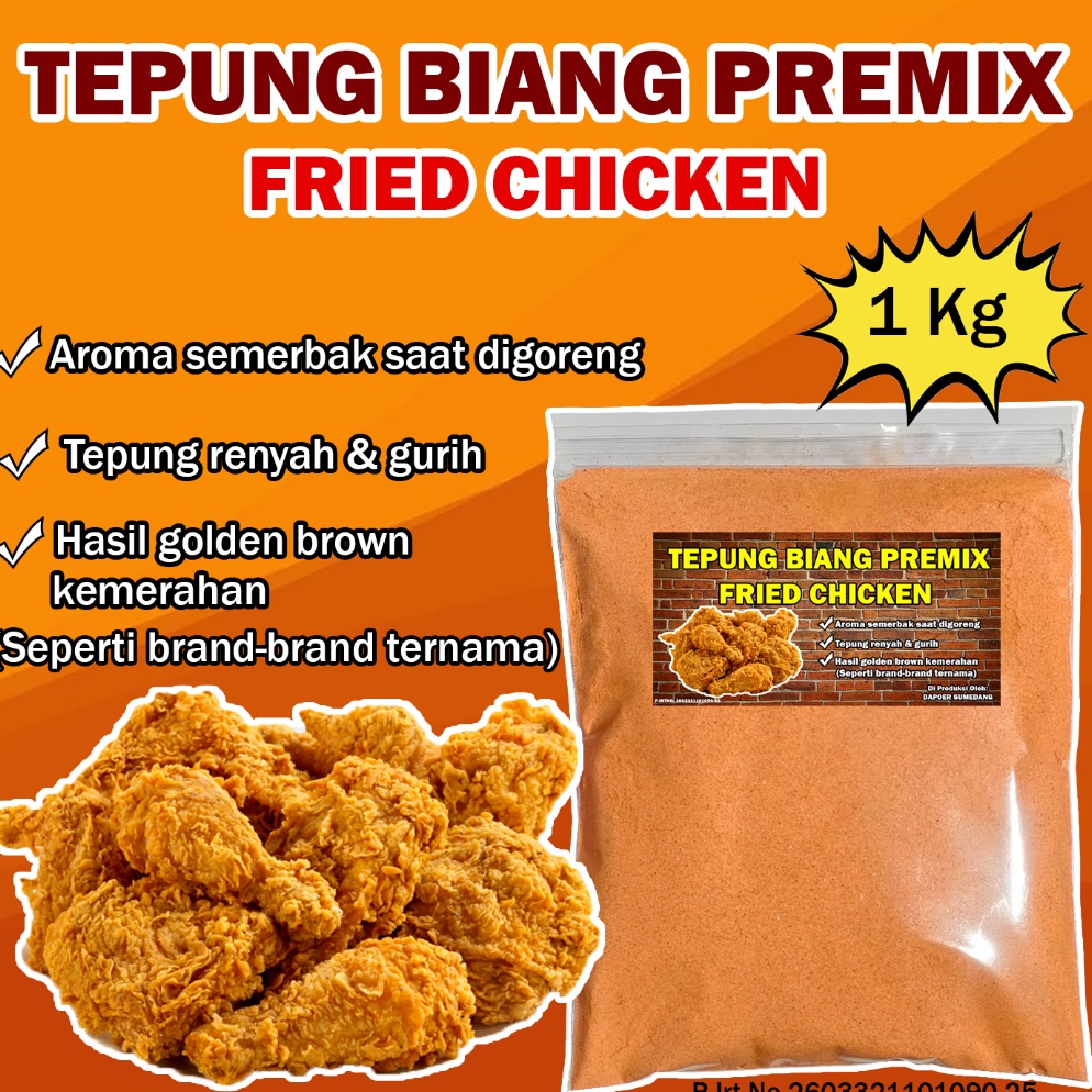 

Terlaku.❆ TEPUNG BIANG FRIED CHICKEN/BUMBU INTI PREMIX AYAM GORENG/MARINASI 1KG hehhe