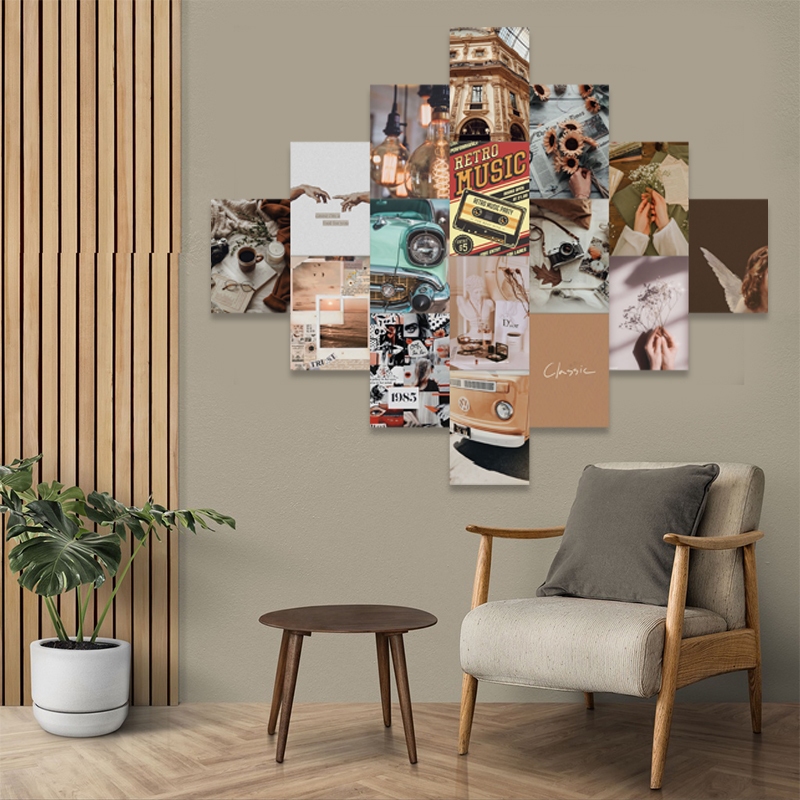 (isi 16pcs) poster dinding kamar aesthetic retro design - poster kamar aesthetic retro | SC05 |