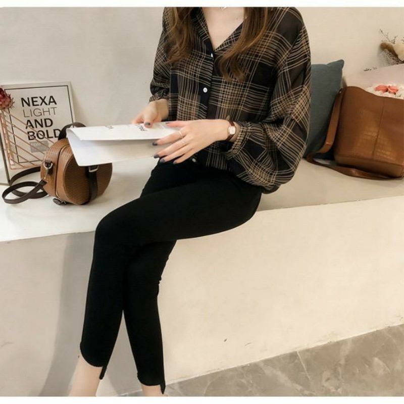 ND NEW KEMEJA WANITA GUILEN Kemeja kotak Wanita Kemeja Kantor