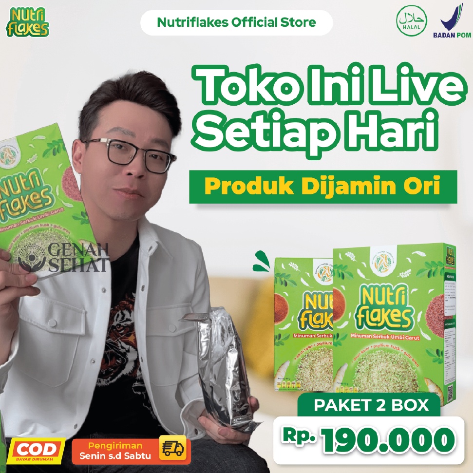 

[★T56➤] Nutriflakes Sereal Umbi Garut Asam Lambung - Ampuh Mengatasi Asam Lambung Dan Gerd 2 Box Dijamin Baru