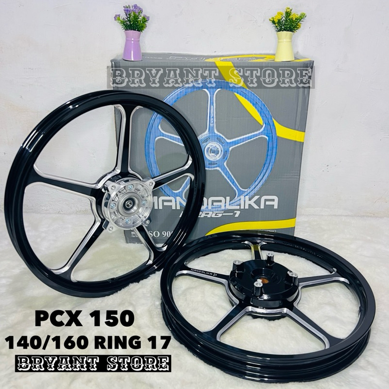 VELG POWER MANDALIKA PCX 150 PCX 160 ABS CBS 140/160 RING 17 SET DEPAN BELAKANG PNP PALANG 5 AK 55 P