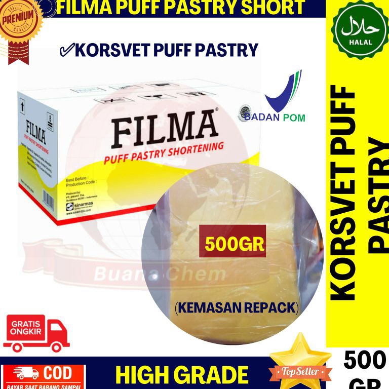 

[COD DM97] Korsvet Filma Puff Pastry 500 GR repack / Filma Pastry Shortening / Mentega Margarine/ Mentega Filma ihiei