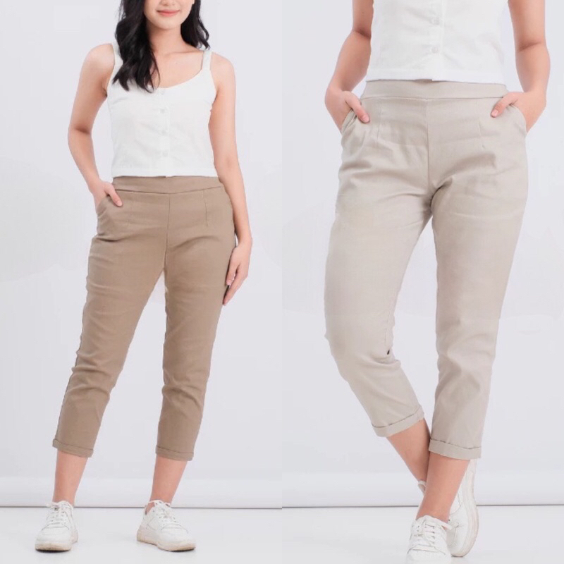 Celana Kantor Strecth 7/9 GIO Pants Wanita Chinos Katun Premium