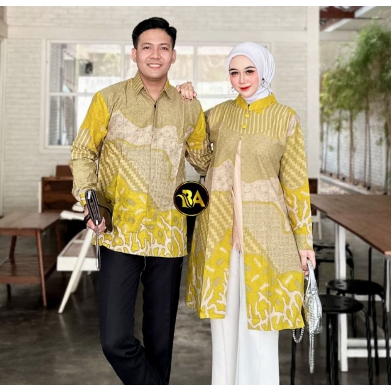 BYAN Batik Couple Tunik Kemeja Motif Soft Terbaru Ready Seragam Kantor M L XL XXL Jumbo