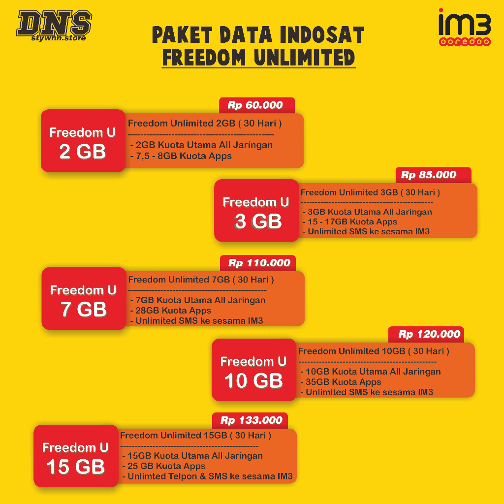 Paket Data Indosat Freedom U ( Unlimited )