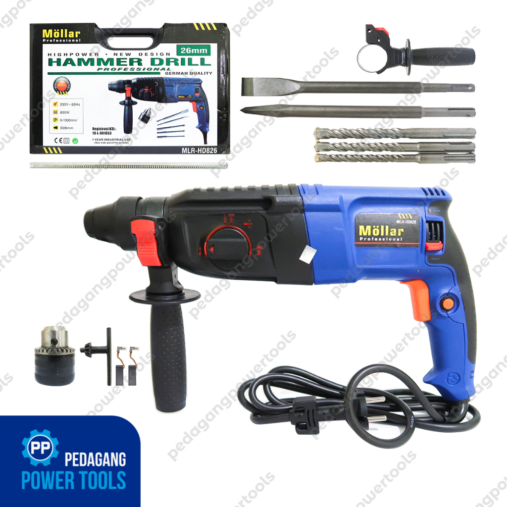 MOLLAR HD826 MESIN BOR BOBOK BETON SDS PLUS ROTARY HAMMER DRILL 26 MM