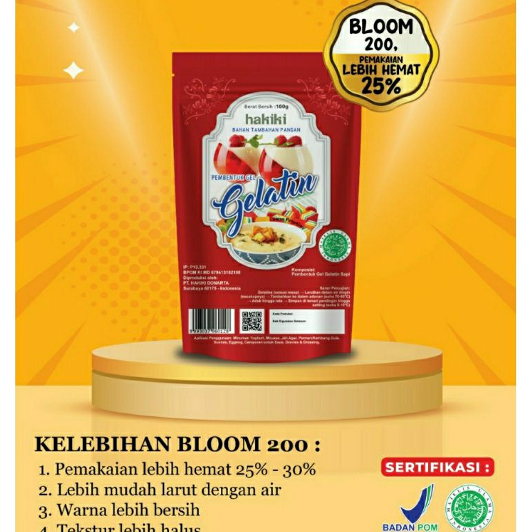 

Hakiki Gelatin Bubuk / Gelatine Powder 100 gr HALAL Ready 90