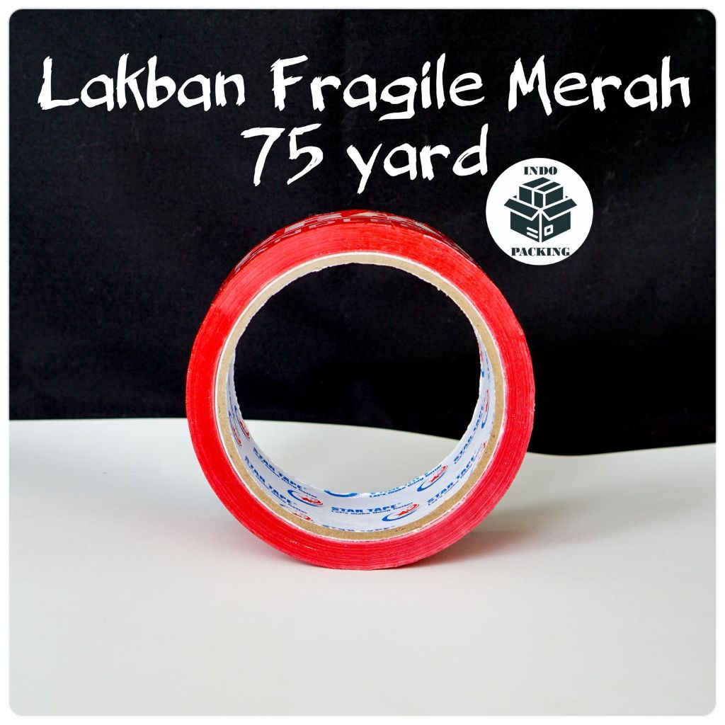 

Lakban Fragile Merah 72 yard 72yard 48mm / Isoalsi Big Tape / Perekat / Lakban Jangan Dibanting