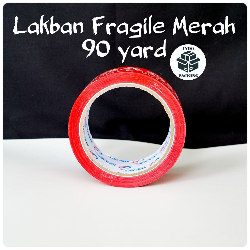 

Lakban Fragile Merah 90 yard 90yard 48mm / Isolasi Big Tape Jangan Dibanting