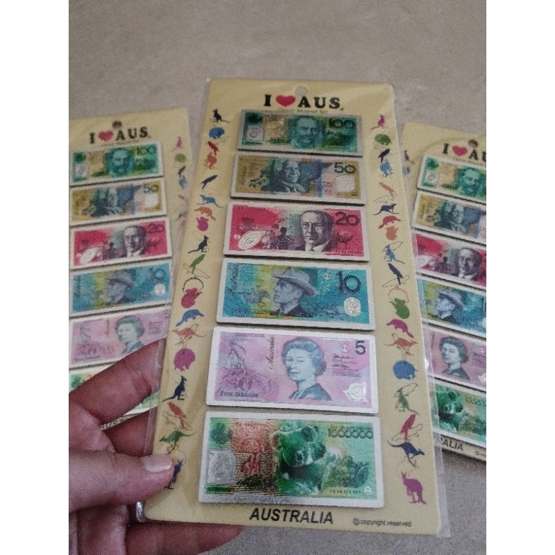 Magnet Kulkas Souvernir Oleh2 bentuk Uang dollar Australia